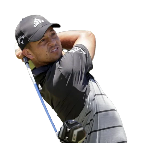 Professional Golfer Mid-Swing with Driver PNG