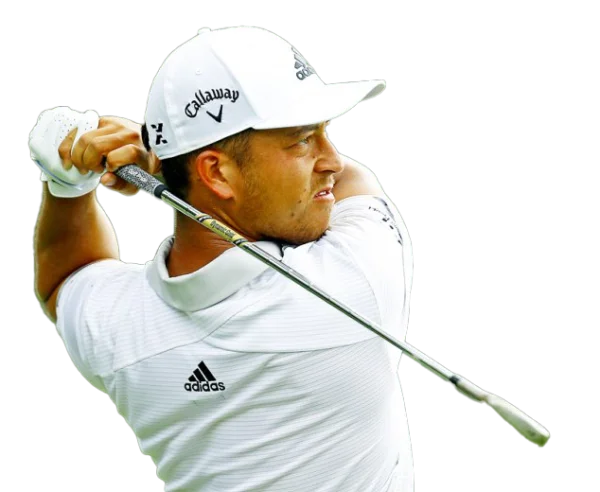 Male Golfer Mid-Swing White Cap PNG