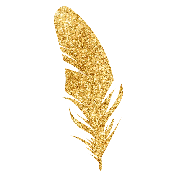 Golden Glitter Feather PNG