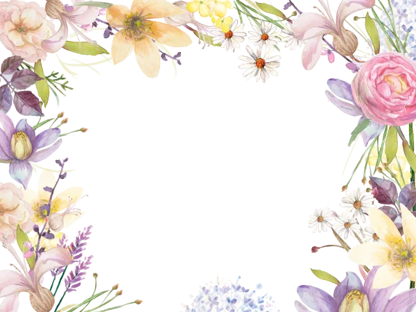 Watercolor Floral Frame with Assorted Pastel Flowers PNG