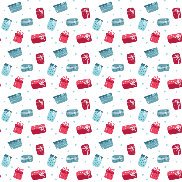 Seamless Pattern of Cartoon Gift Boxes and Dots PNG
