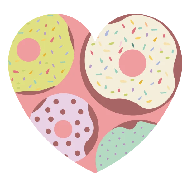 Pastel Donuts in Heart Shape PNG
