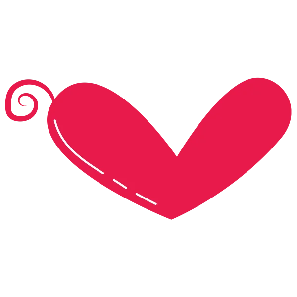 Stylized Red Heart with Swirl Tail PNG