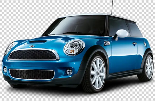 Blue Mini Cooper Car PNG Transparent Background