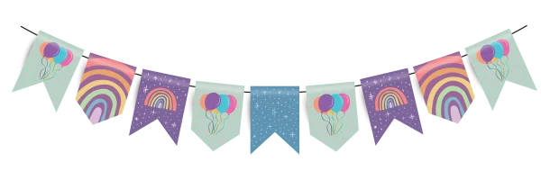 Colorful Party Banner Garland PNG