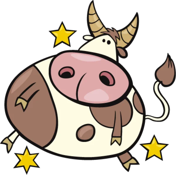 Chubby Spotted Cartoon Cow with Stars PNG