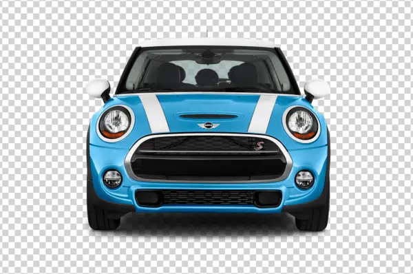 Blue Mini Cooper Car Front View PNG Transparent
