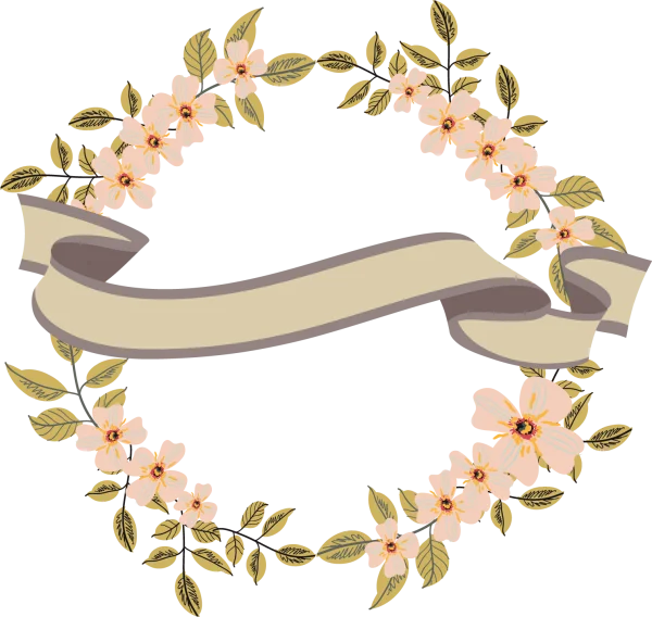 Floral Wreath with Cream Banner PNG