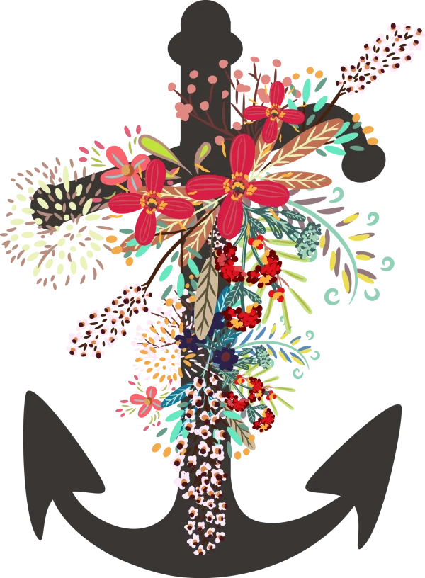Colorful Floral Anchor PNG