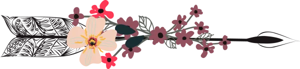 Bohemian Floral Arrow with Ornate Feather PNG