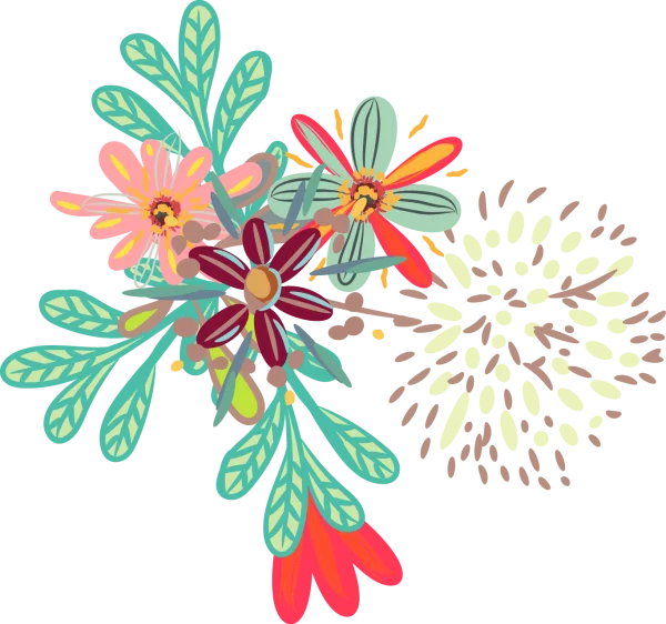 Whimsical Floral Bouquet Illustration PNG