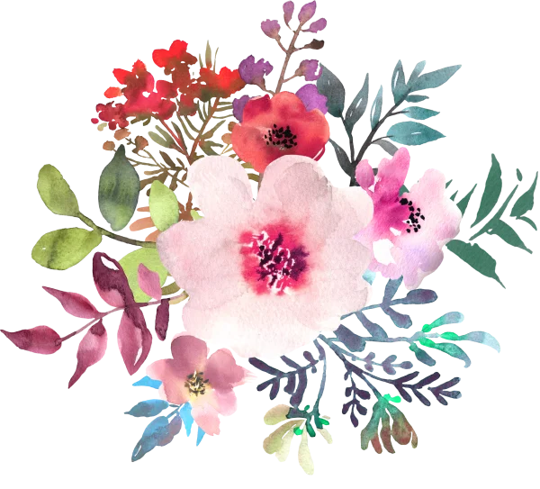 Vibrant Watercolor Floral Bouquet PNG