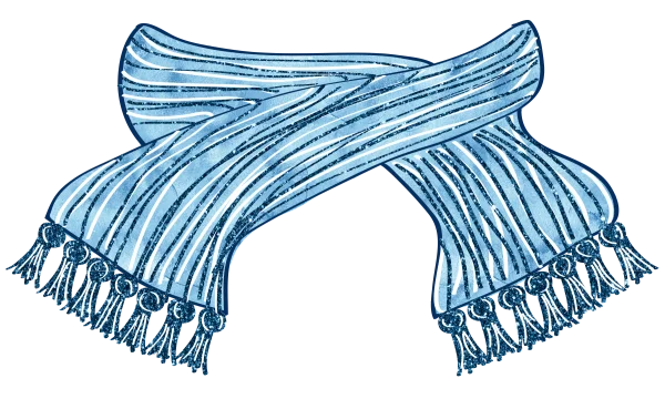 Blue Striped Scarf with Glitter and Tassels PNG