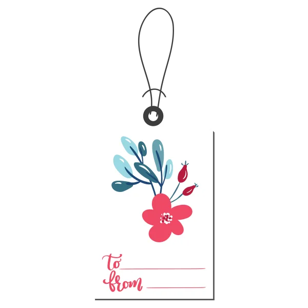 Floral Gift Tag with 'To From' Calligraphy PNG
