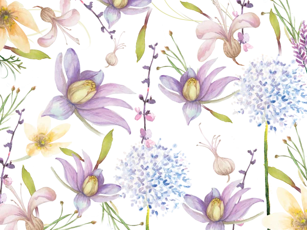 Watercolor Botanical Floral Seamless Pattern PNG