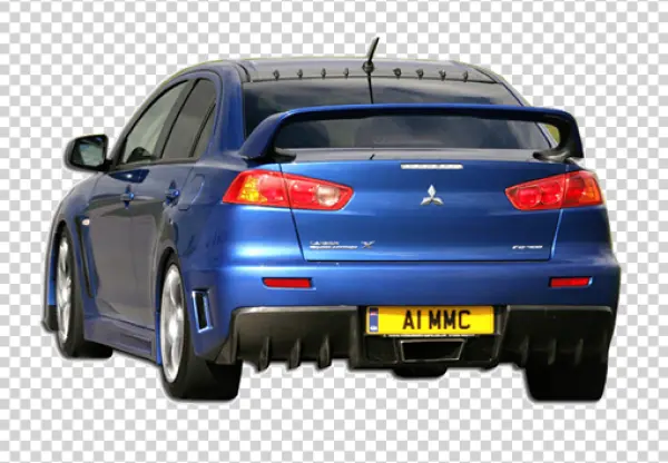 Blue Mitsubishi Lancer Evolution X Rear View PNG