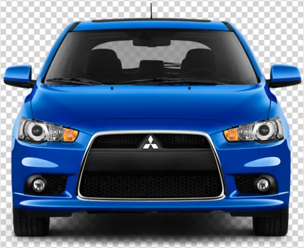 Blue Mitsubishi Lancer Car Front View PNG