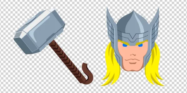 Thor's Hammer Mjolnir and Helmet Head PNG Transparent