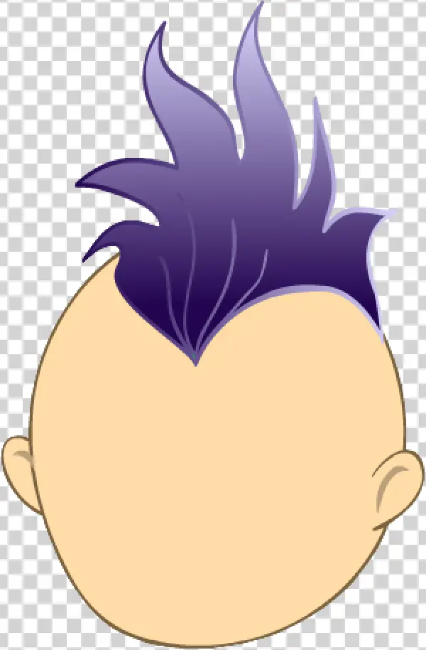 Cartoon Head with Purple Spiky Hair PNG Transparent Background