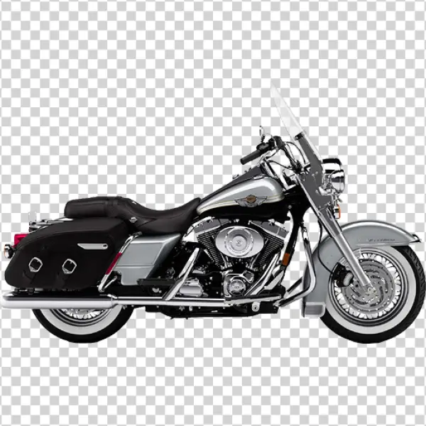 Classic Silver Motorcycle PNG Transparent Background