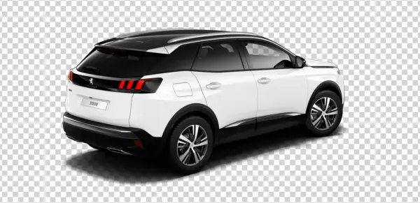 White Peugeot 3008 SUV Rear View PNG