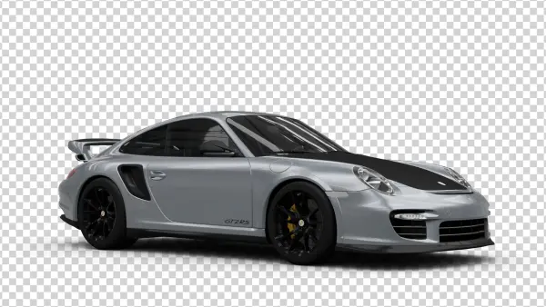 Silver Porsche GT2RS Car PNG Transparent Background