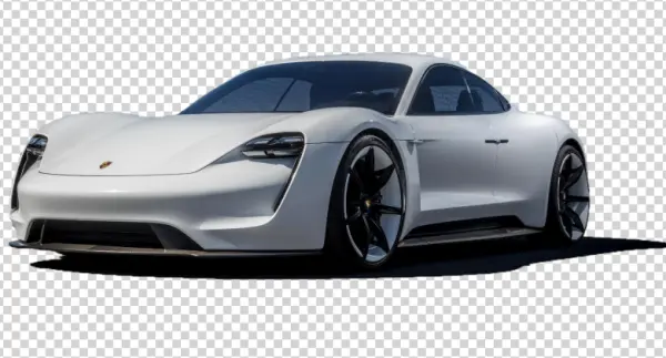 White Porsche Taycan Electric Car PNG Transparent Background