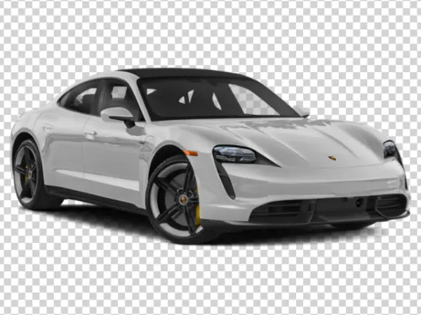 White Porsche Taycan Electric Car PNG Transparent Background