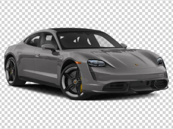 Grey Porsche Taycan Electric Car PNG Transparent Background