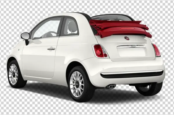 White Fiat 500 Convertible Car PNG
