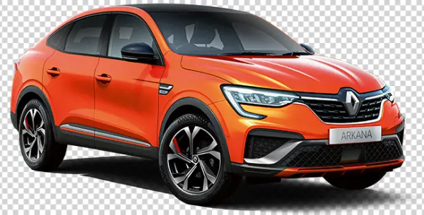 Orange Renault Arkana SUV Car PNG Transparent Background