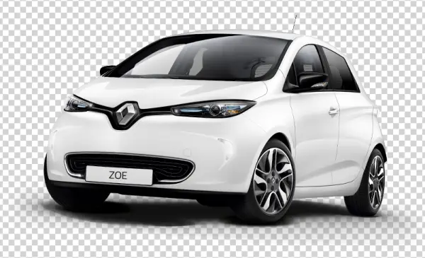 White Renault Zoe Electric Car PNG Transparent Background