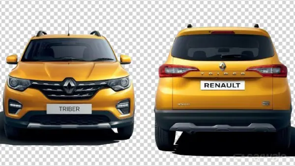 Yellow Renault Triber Car Front and Back View PNG