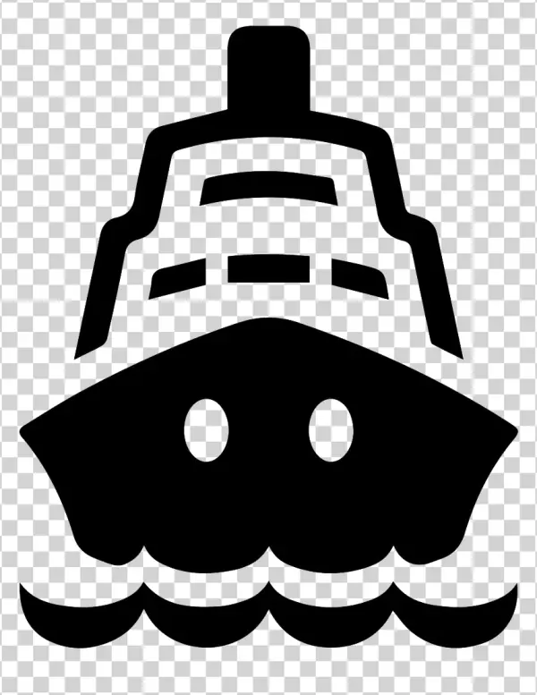 Cruise Ship Front View Outline PNG Transparent Background
