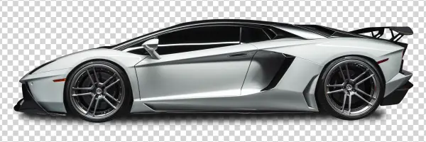 Silver Sports Car Side View PNG Transparent Background