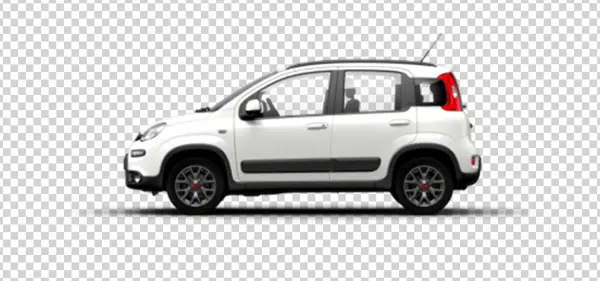 White Fiat Panda Car Side View PNG Transparent Background