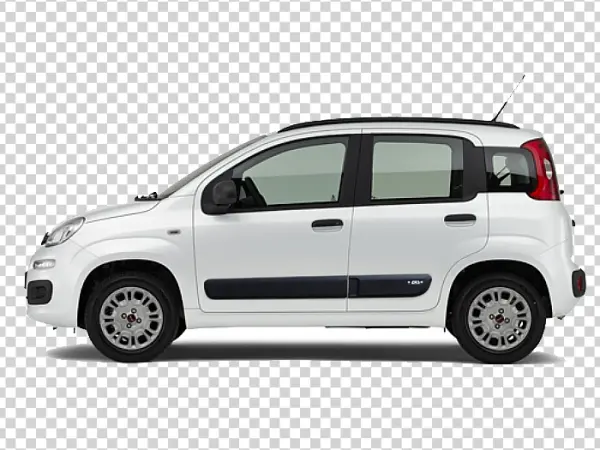 White Fiat Panda Car PNG Transparent Background