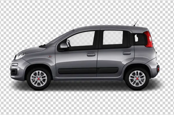 Grey Fiat Panda Car Side View PNG Transparent