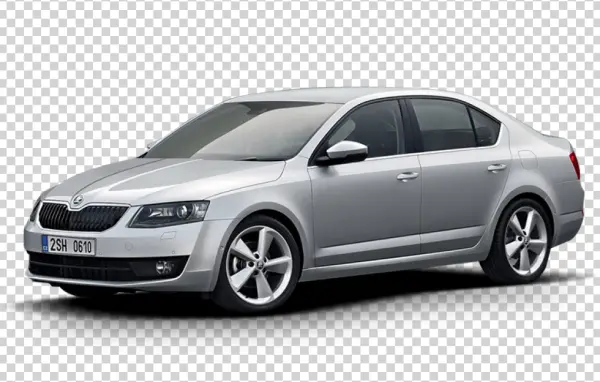 Silver Skoda Octavia Car PNG Transparent Background