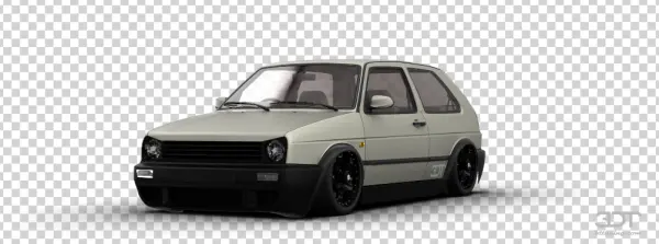 White Volkswagen Golf MK2 Car PNG Transparent Background