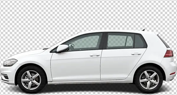 White Volkswagen Golf Car PNG Transparent Background