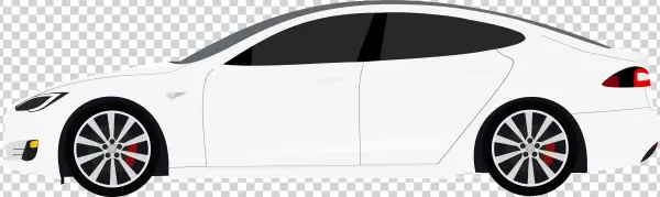 White Tesla Model S Car PNG Transparent Background