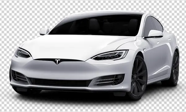 White Tesla Model S PNG Transparent Background