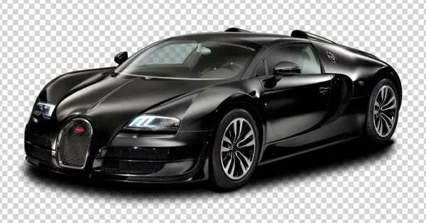Luxury Black Bugatti Supercar PNG Transparent Background