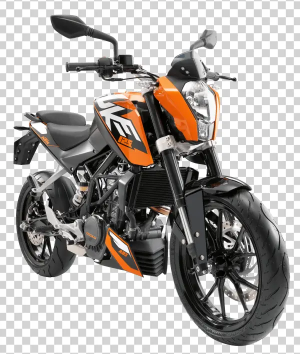 Orange and Black KTM Duke 125 Motorcycle PNG