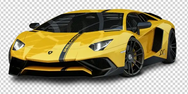 Yellow Lamborghini Sports Car PNG Transparent Background