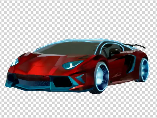 Red Sports Car with Neon Lights PNG Transparent Background