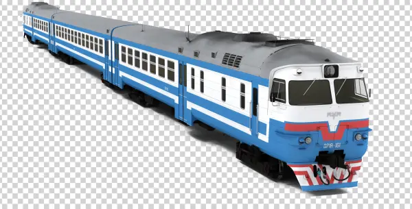 Blue and White Passenger Train PNG Transparent