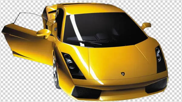 Yellow Lamborghini Sports Car with Open Door PNG