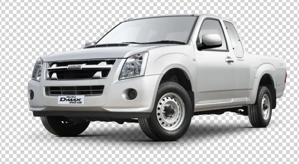 Silver Isuzu D-Max Space Cab Pickup Truck PNG